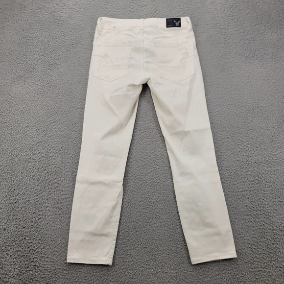 American Eagle Jeans Womens 2 Cream Super Super Stretch Distressed Jegging Crop‎ - Picture 5 of 16